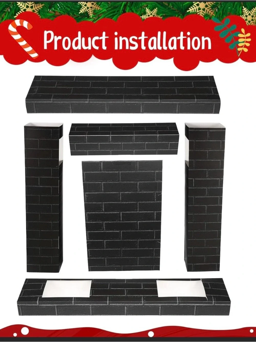 Decorative Black Faux Fireplace Mantel for Holiday Display